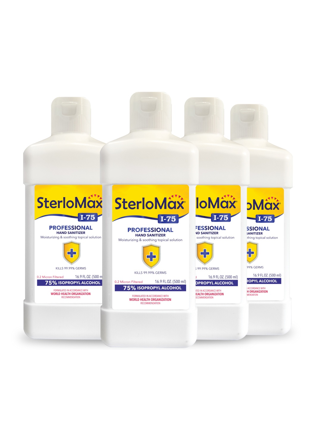 

SterloMax Set of 4 Isopropyl Alcohol-based Hand Rub Sanitizer & Disinfectants, Blue