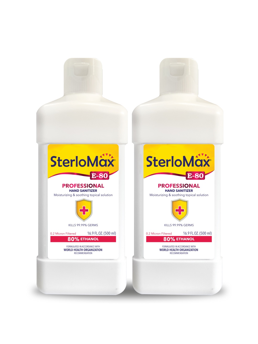 

SterloMax Set of 2 80% Ethanol-based Hand Rub Sanitizer & Disinfectants 500 ML, Pink