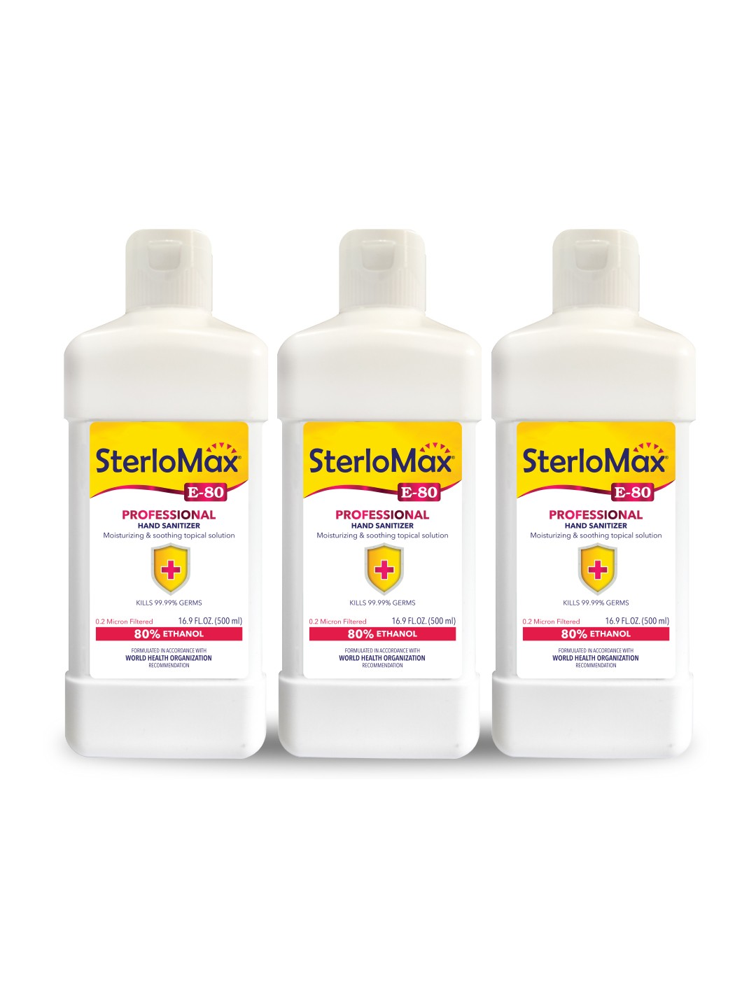 

SterloMax Set Of 3 Hand Rub Sanitizer and Disinfectant 500 ml each, Pink