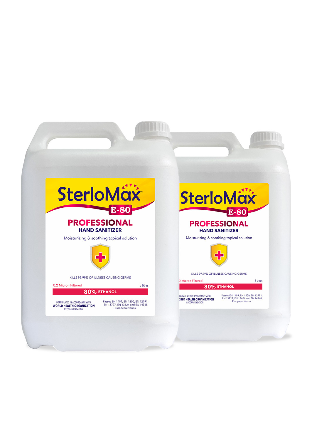 

SterloMax Pack of 2 Hand Rub Sanitizer and Disinfectant 5 Litres, Pink