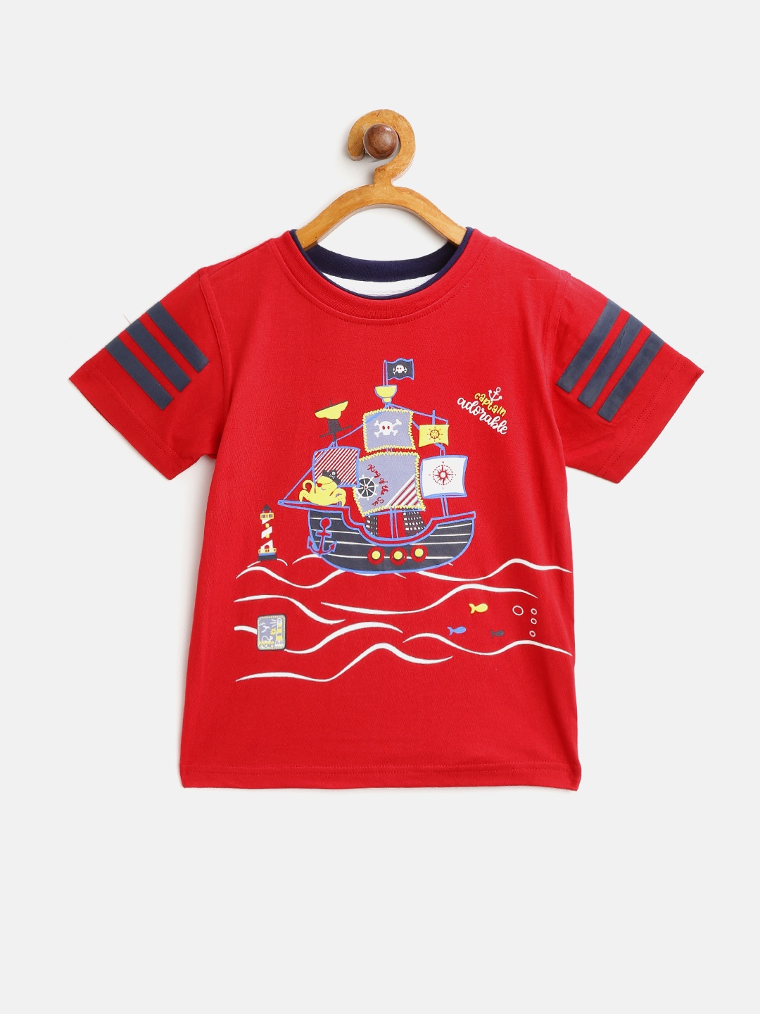 

Nauti Nati Boys Red Printed Round Neck T-shirt