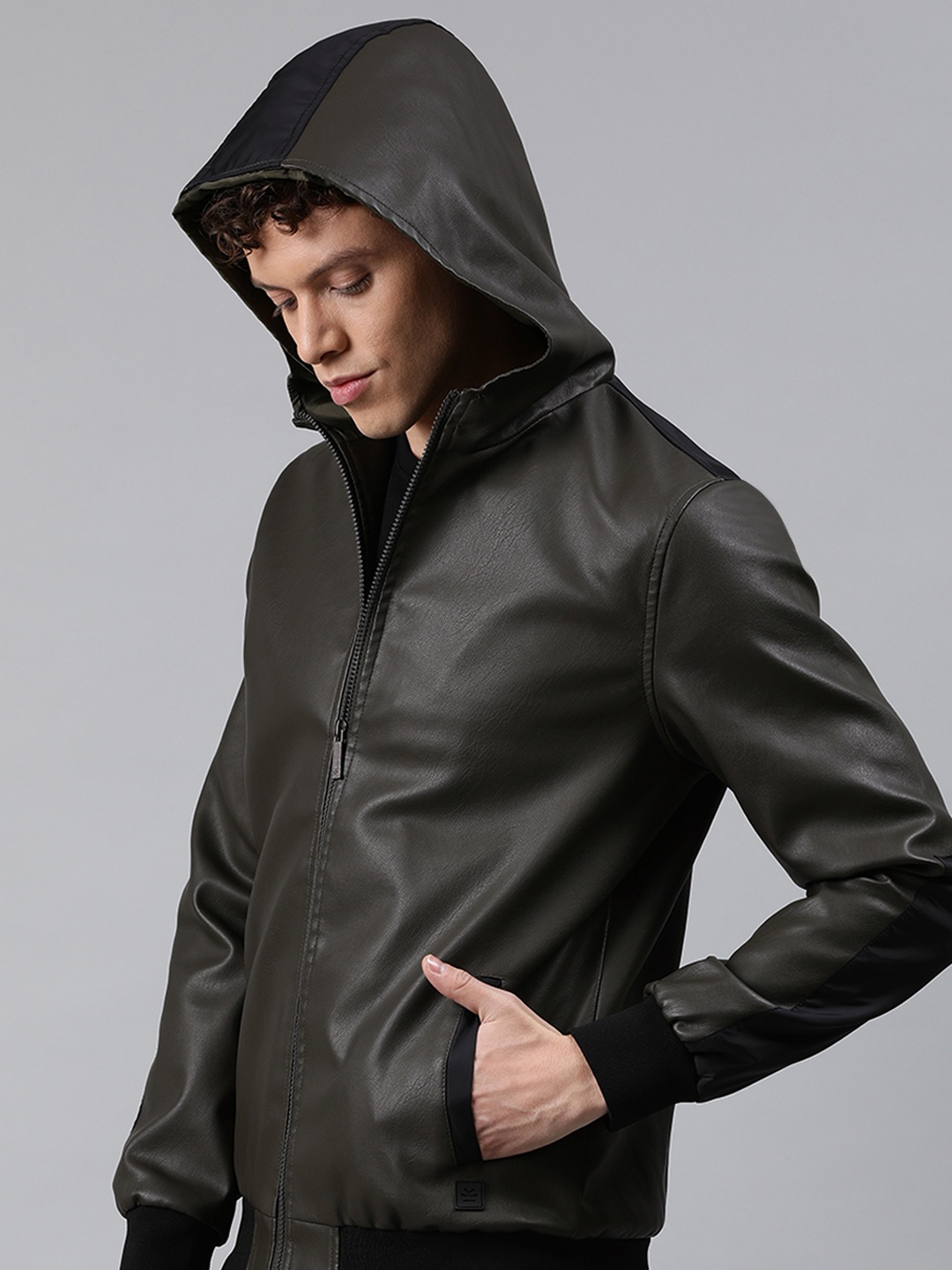 

WROGN Men Olive Green Solid Open Front Jacket