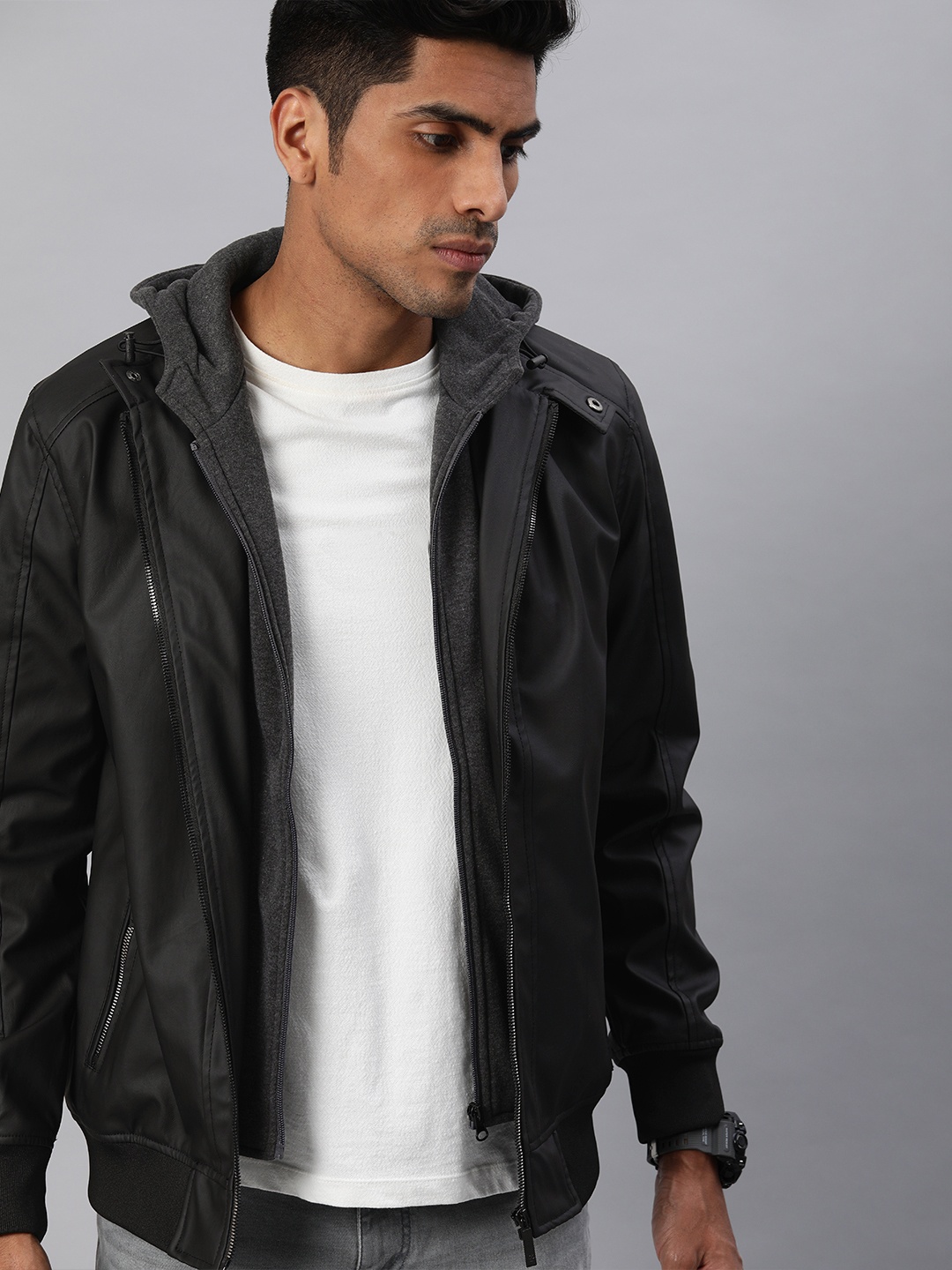 

WROGN Men Black Solid Sporty Jacket