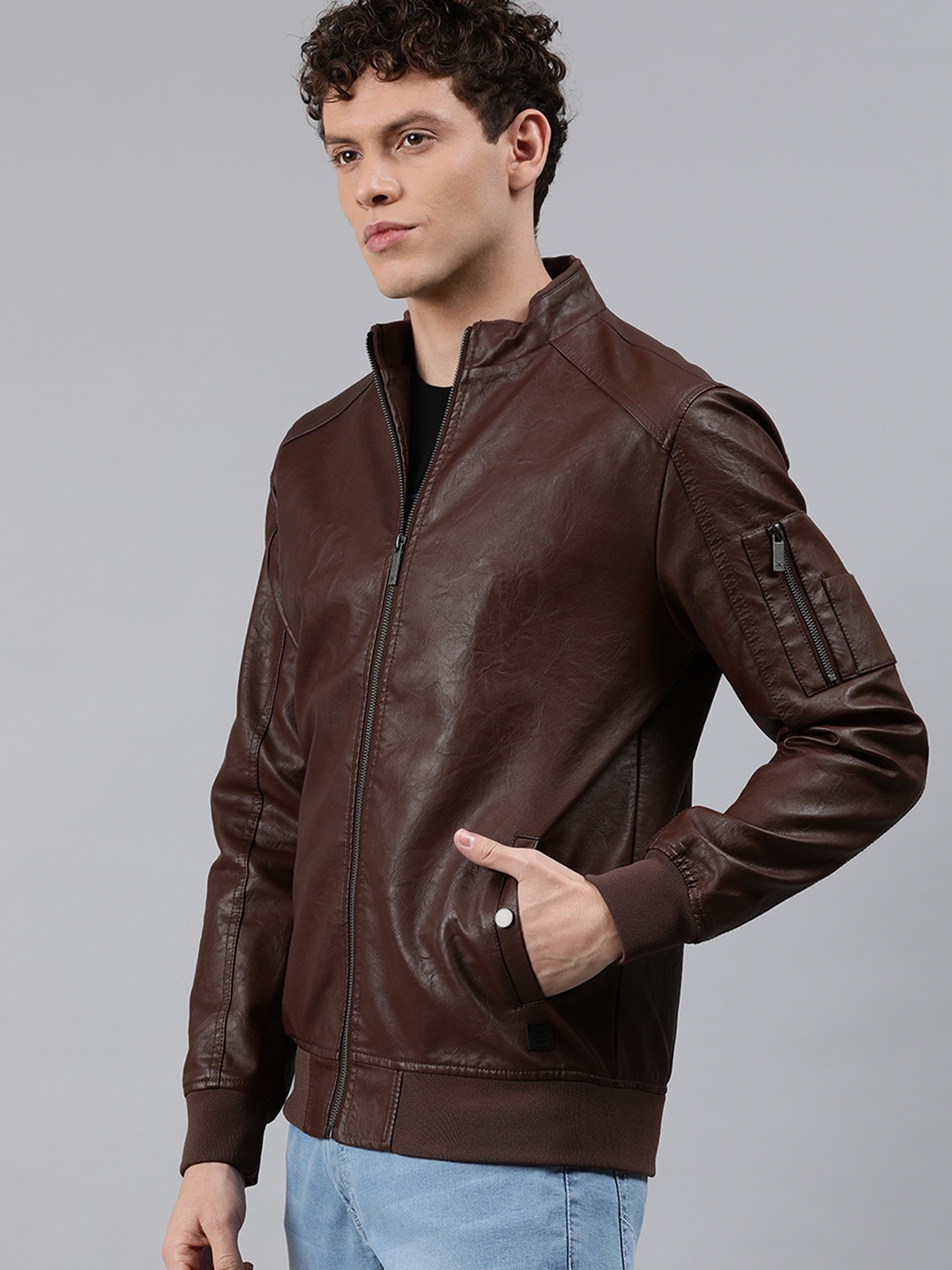 

WROGN Men Brown Solid Open Front Jacket