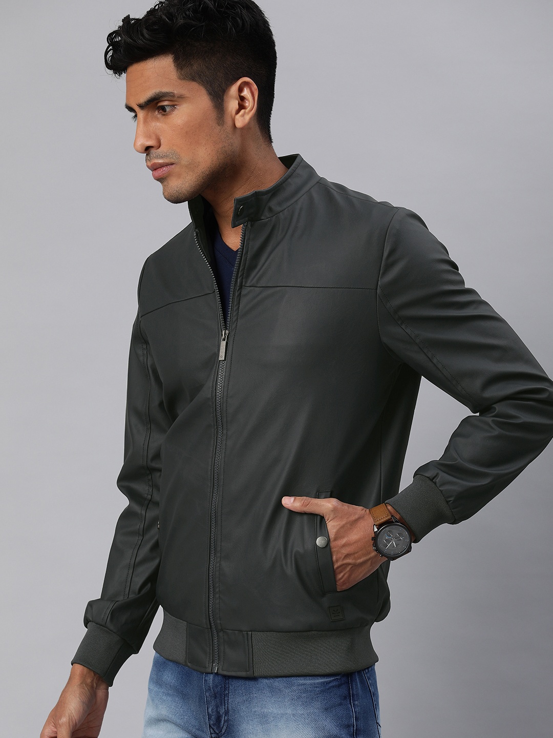 

WROGN Men Navy Blue Solid Tailored Jacket