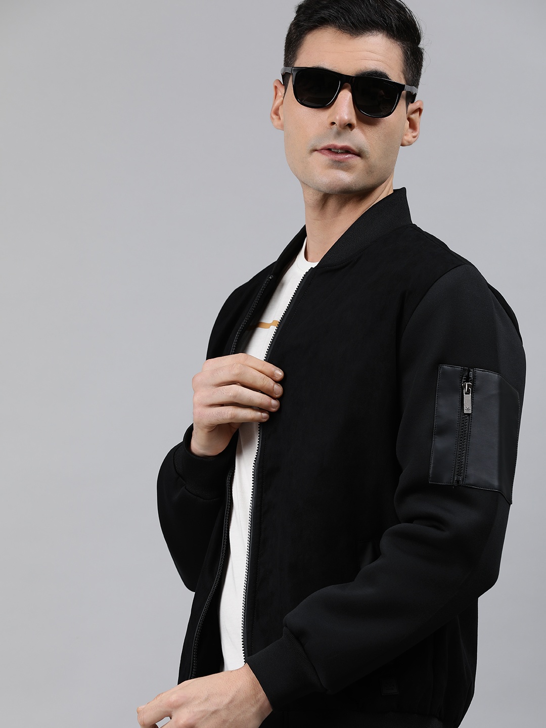 

WROGN Men Black Solid Bomber Jacket
