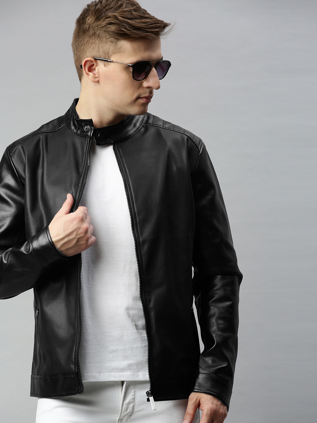 

WROGN Men Black Solid Biker Jacket