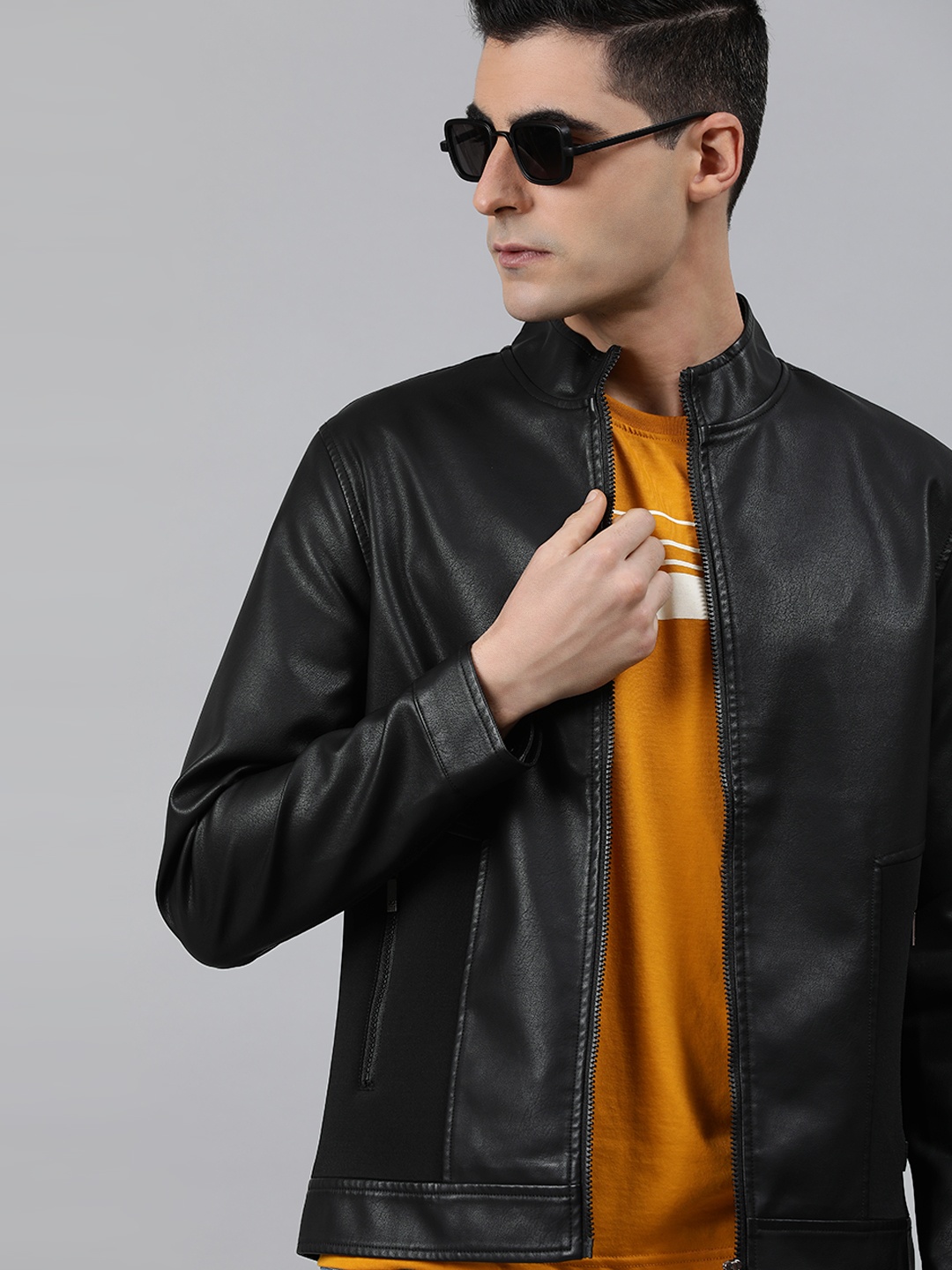 

WROGN Men Black Solid Biker Jacket