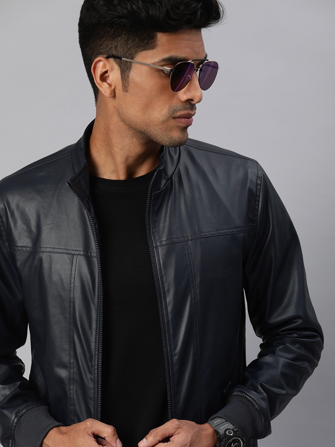 

WROGN Men Navy Blue Solid Tailored Jacket