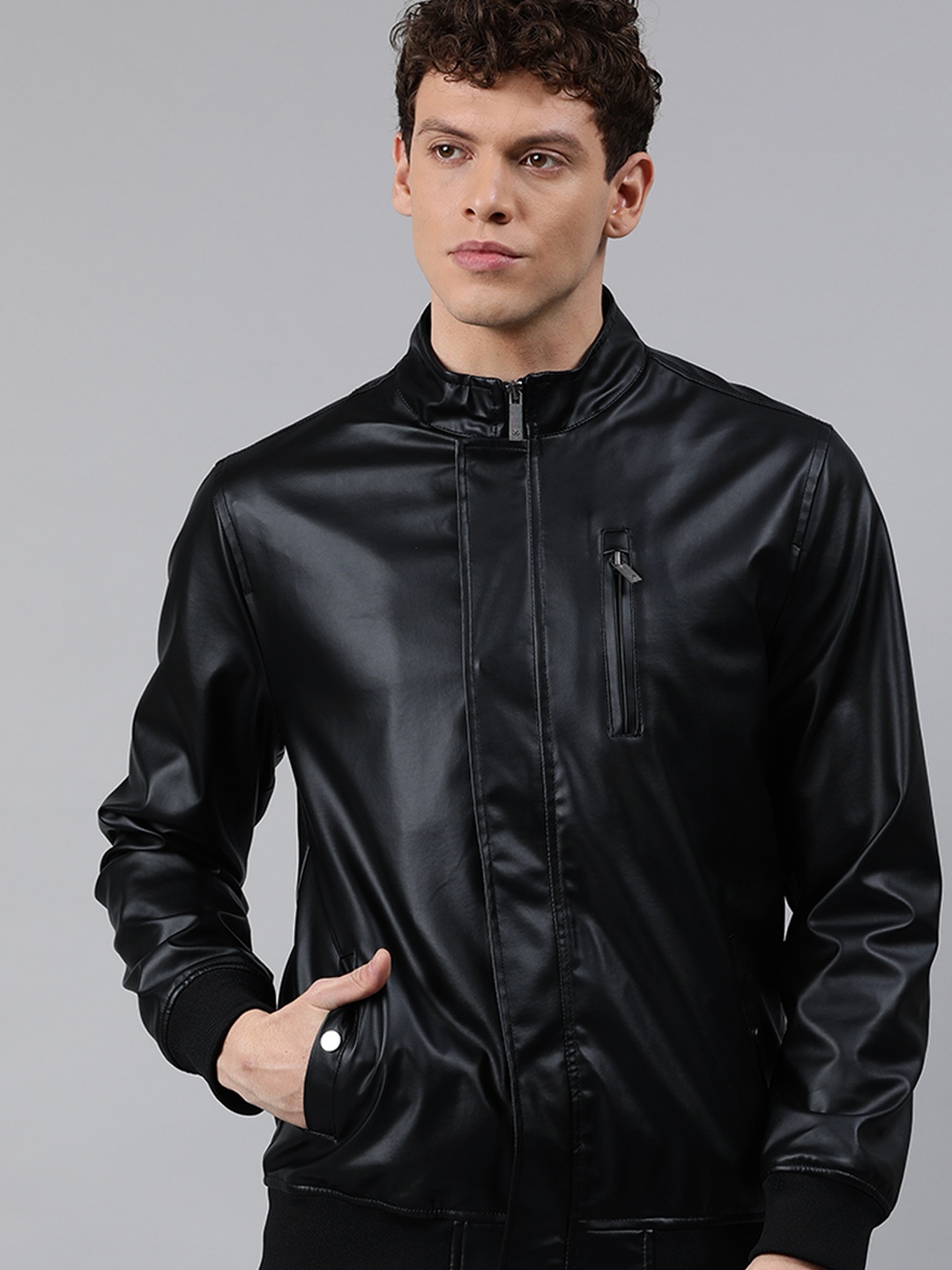 

WROGN Men Black Solid Bomber Jacket