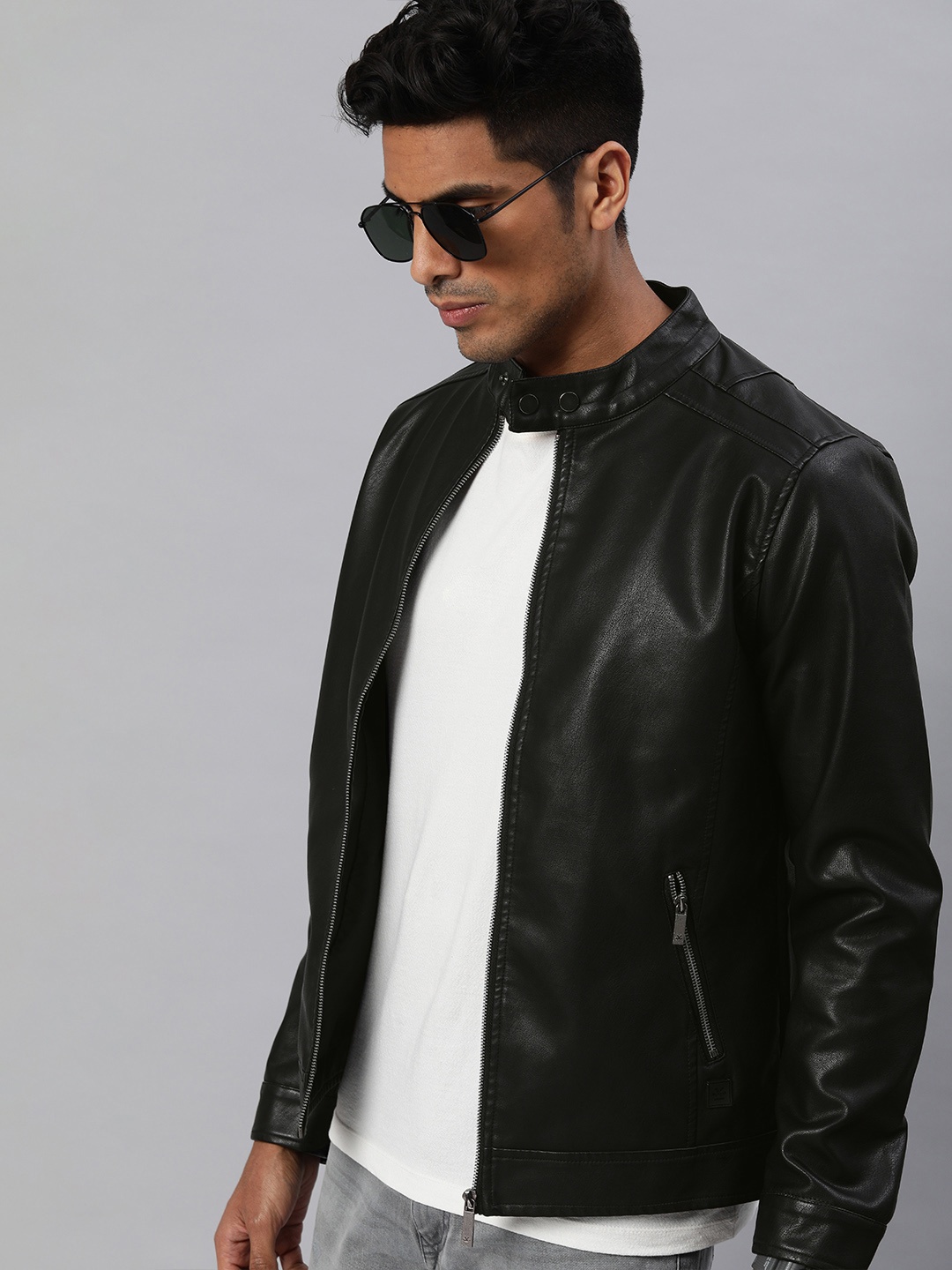 

WROGN Men Black Solid Biker Jacket