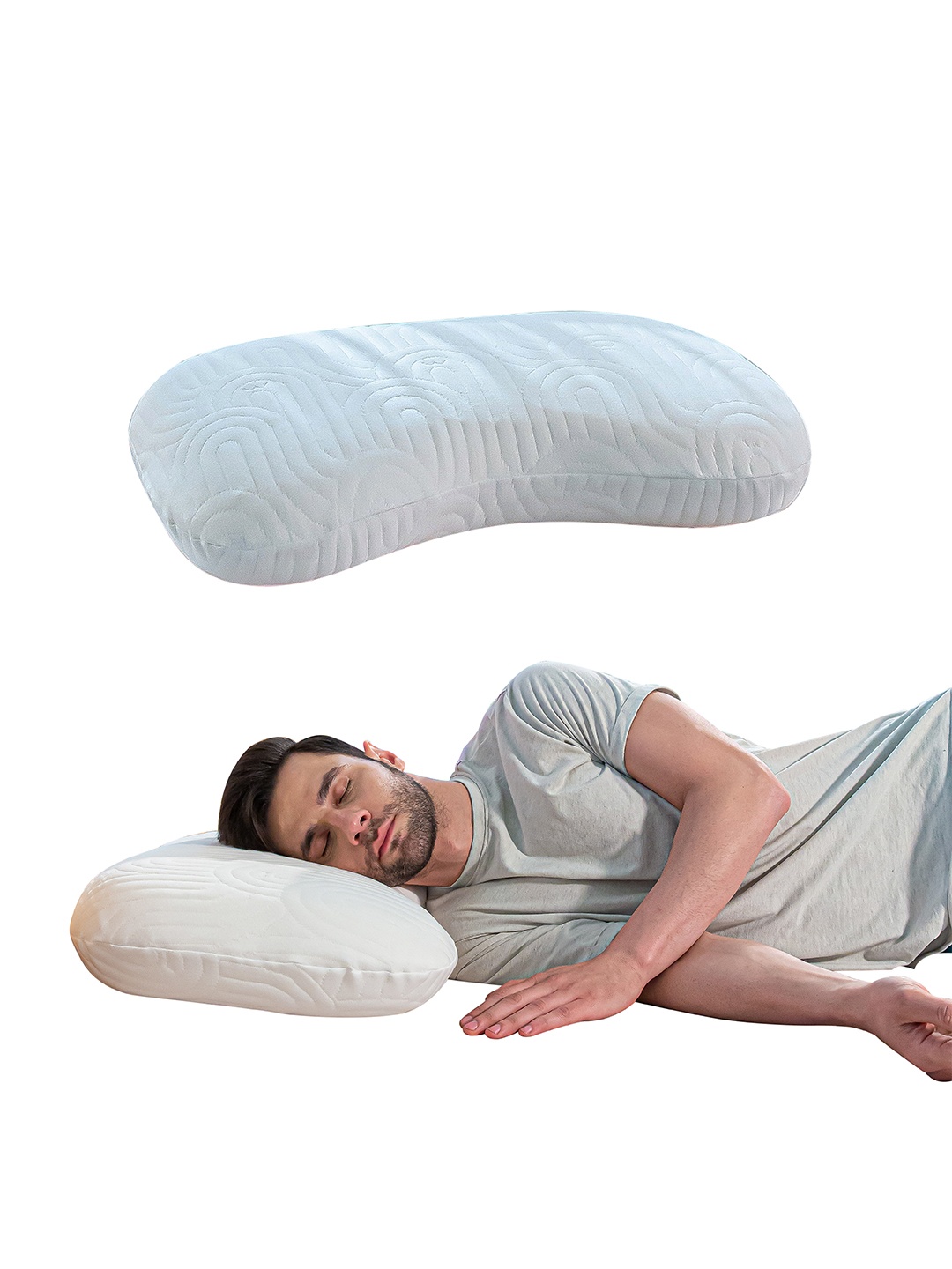 

The White Willow White Special Wave Cervical Contour Orthopedic Memory Foam Bed Pillow