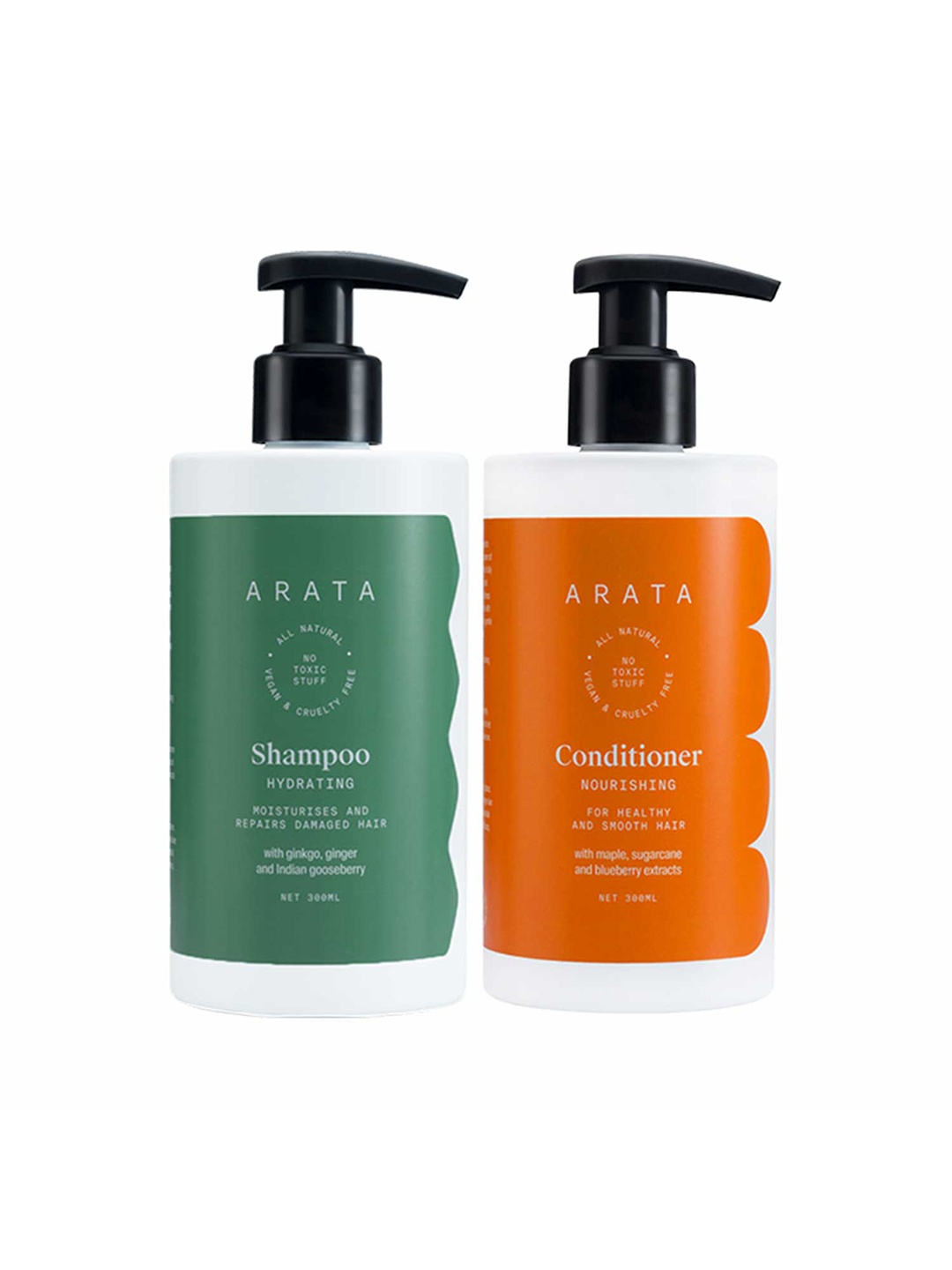 

ARATA Natural Damage Repair Shampoo & Conditioner - 300ml Each, Green