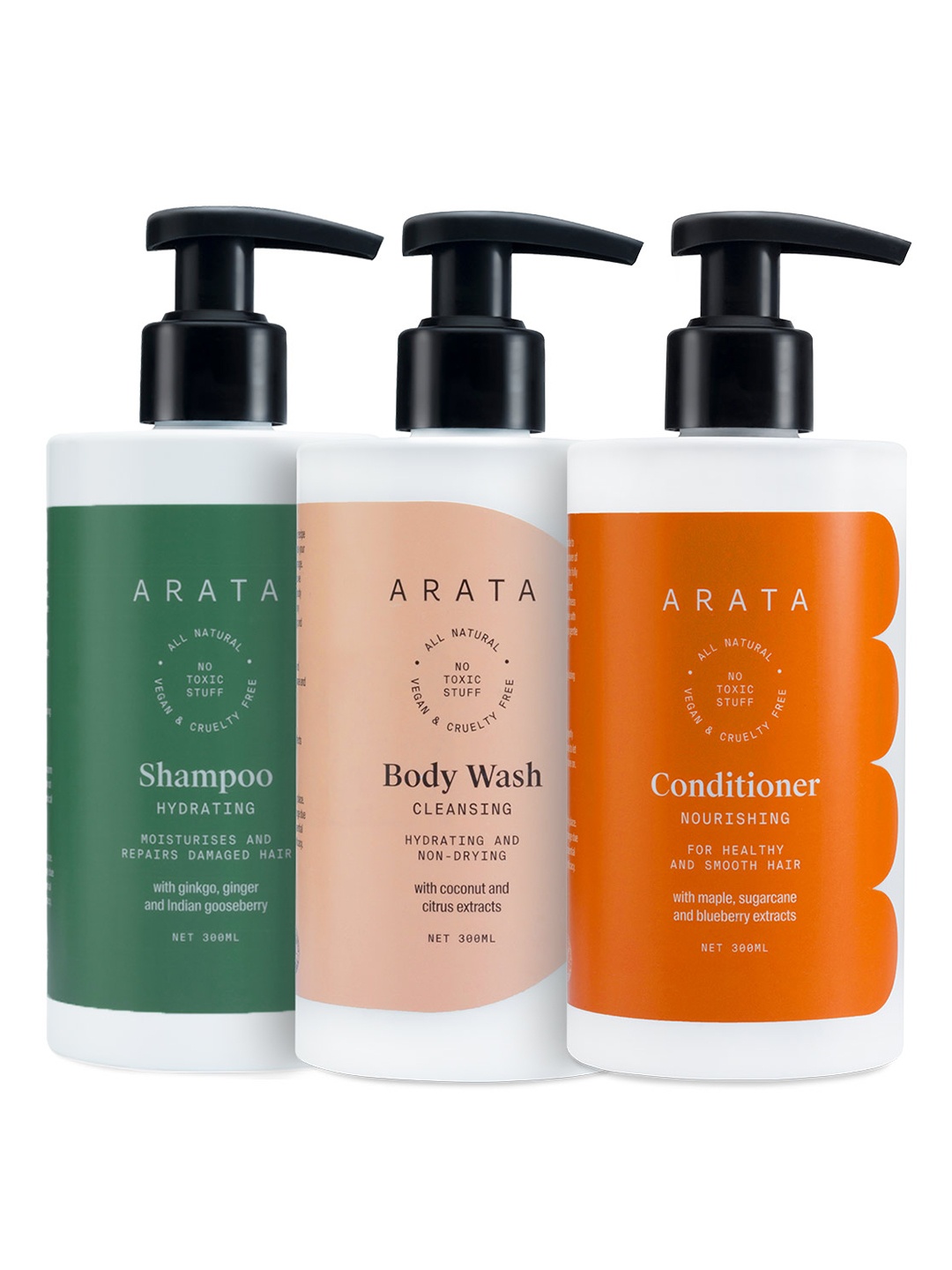 

ARATA Unisex Natural Deep Hydration Combo of Body Wash Shampoo & Conditioner, White