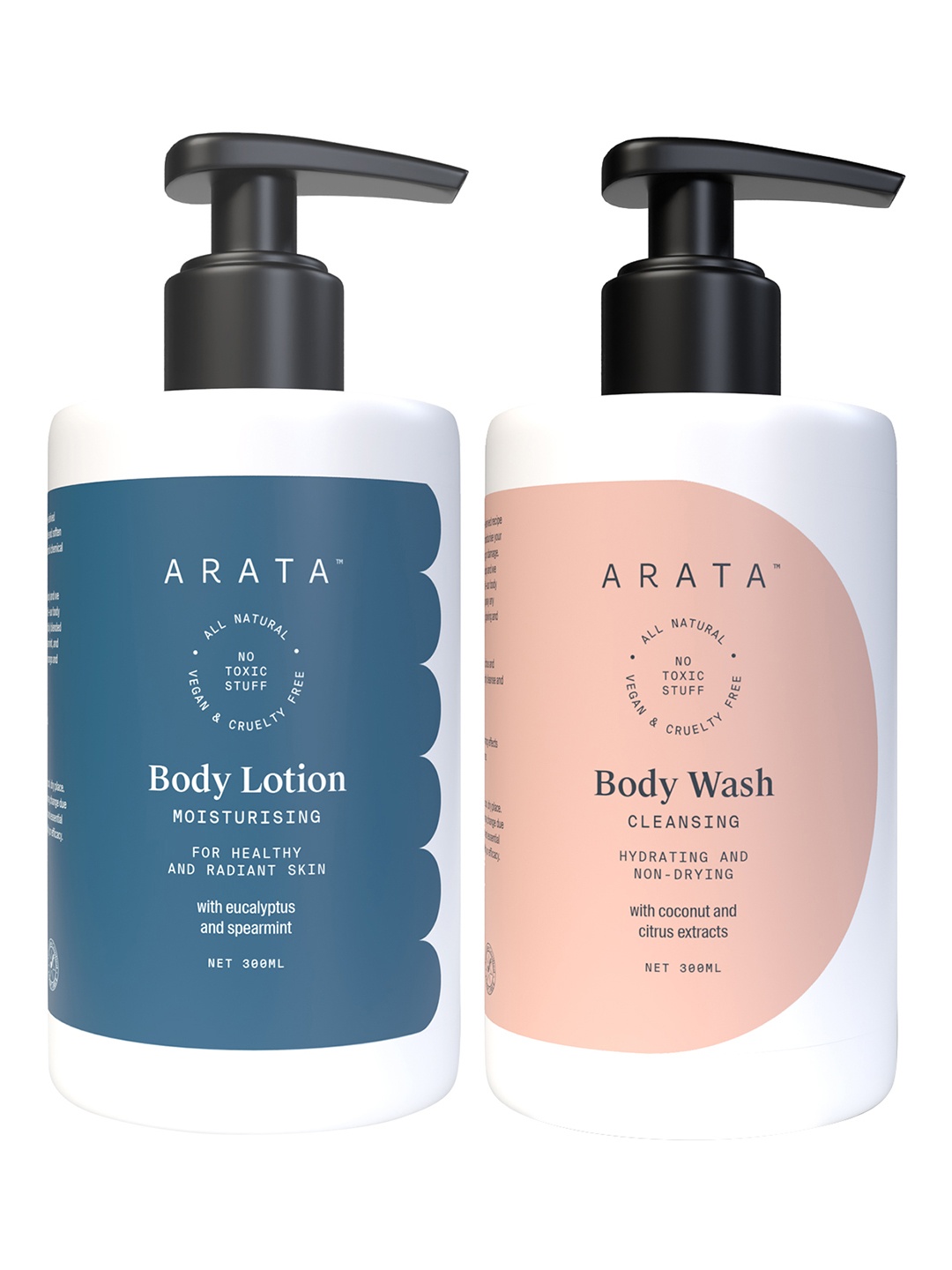 

ARATA Unisex Body Lotion & Body Wash Combo 600 ml, White