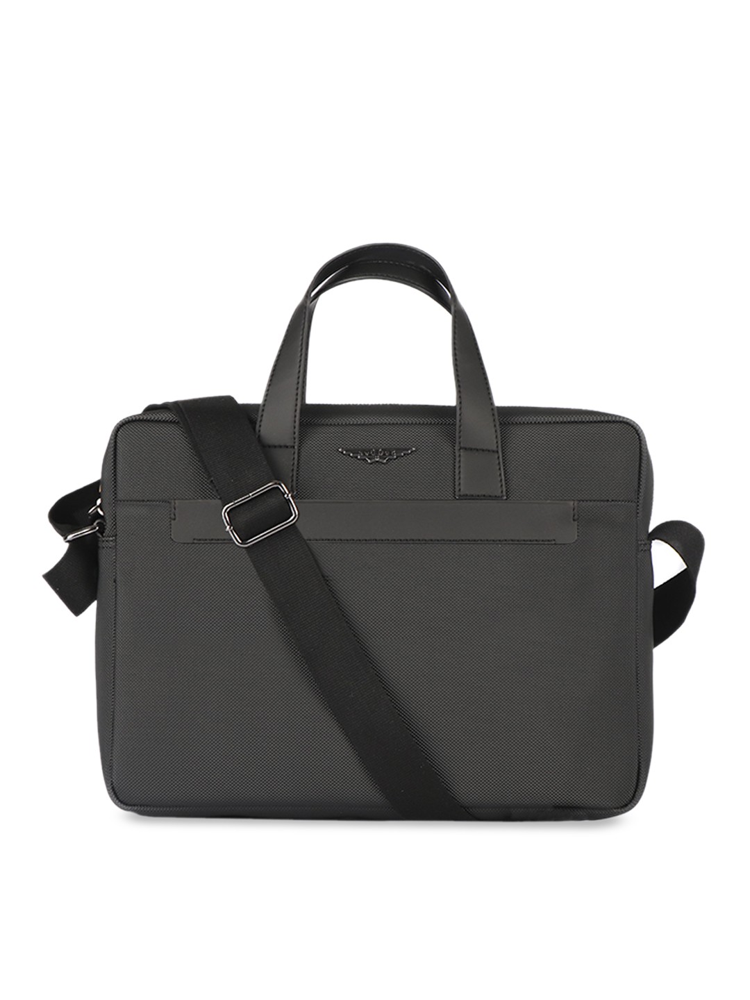 

Police Men Black Solid Leather Laptop Bag