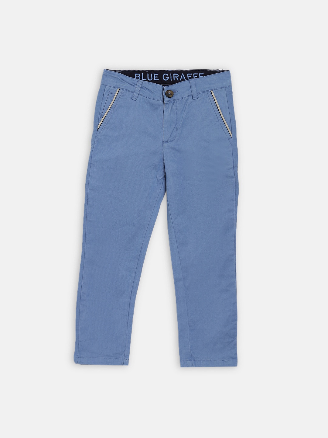 

Blue Giraffe Boys Blue Regular Fit Solid Regular Trousers