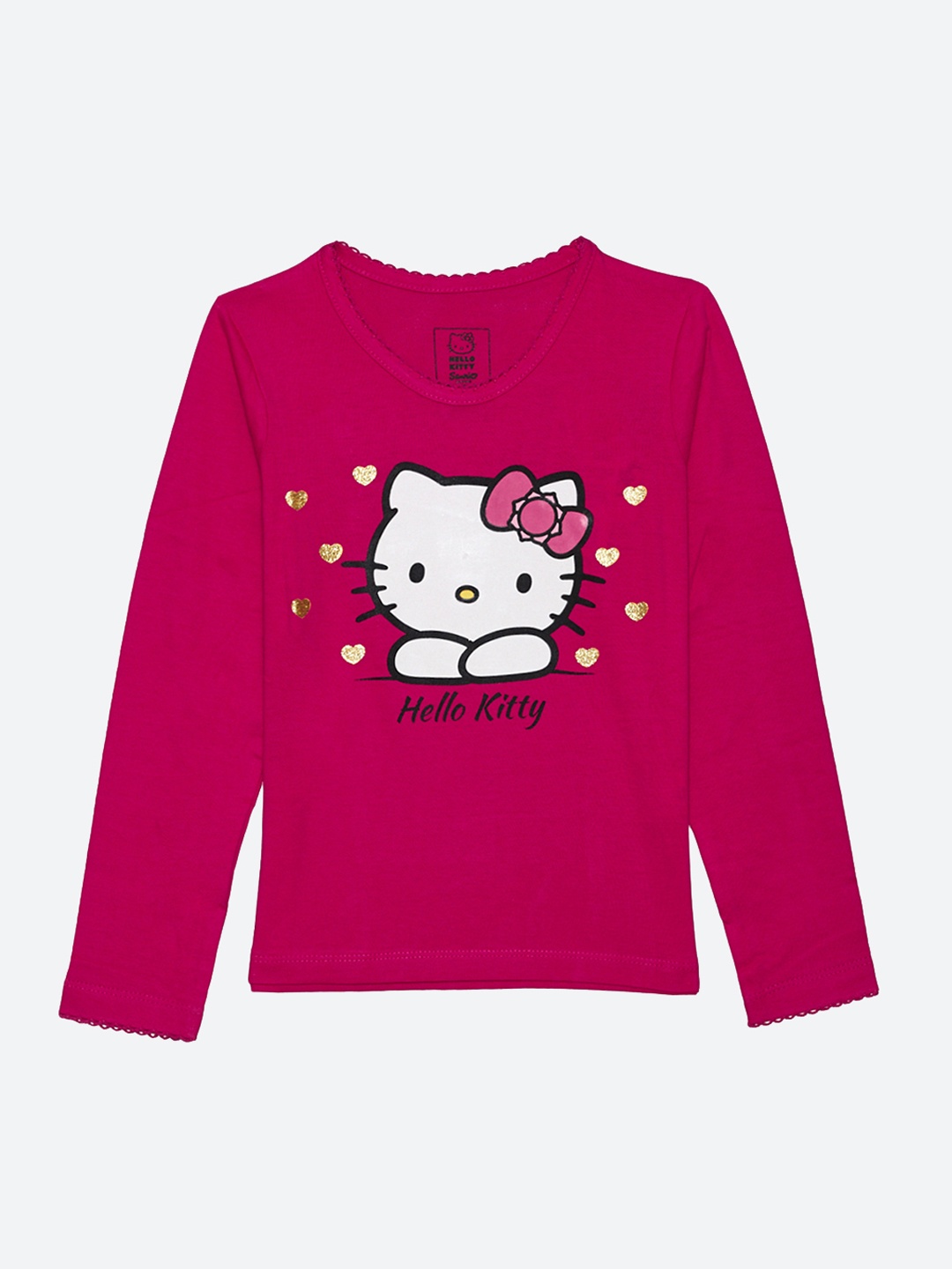 

Kids Ville Girls Pink Hello Kitty Round Neck T-shirt