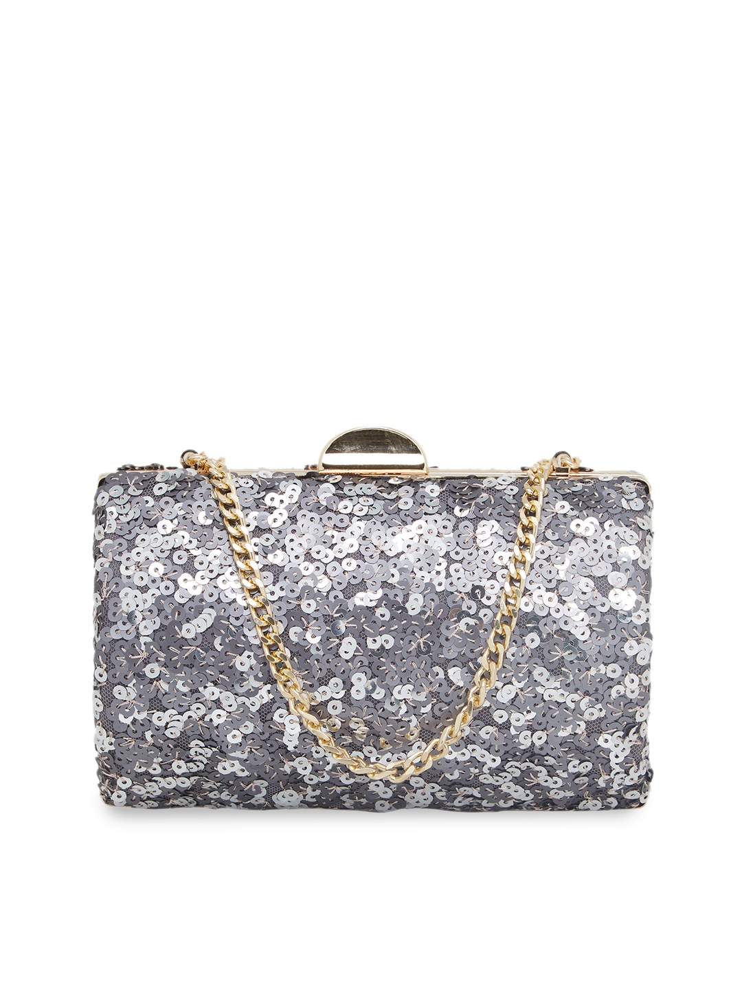 

Vdesi Silver-Toned Embellished Box Clutch