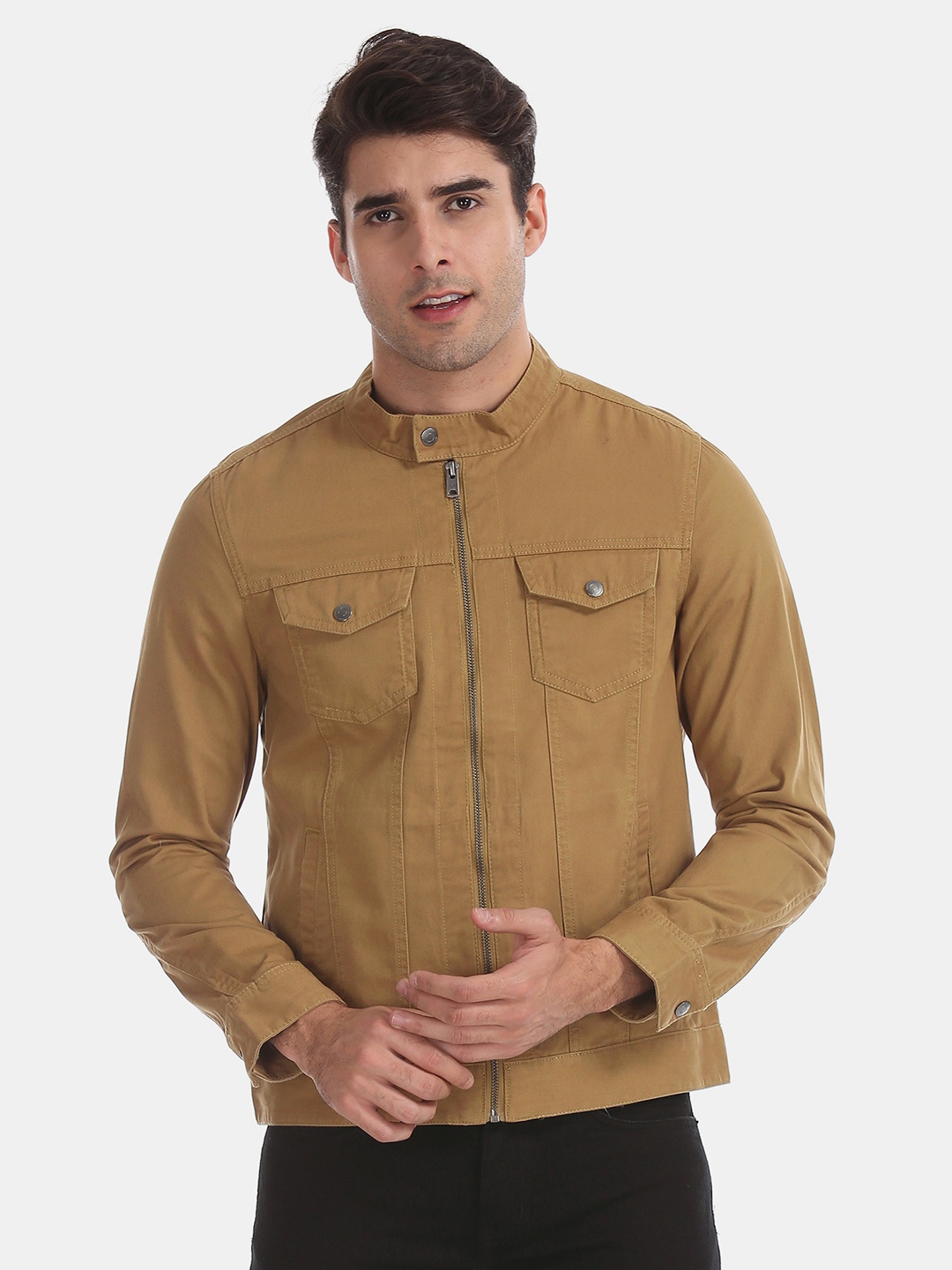 

Aeropostale Men Brown Solid Tailored Jacket