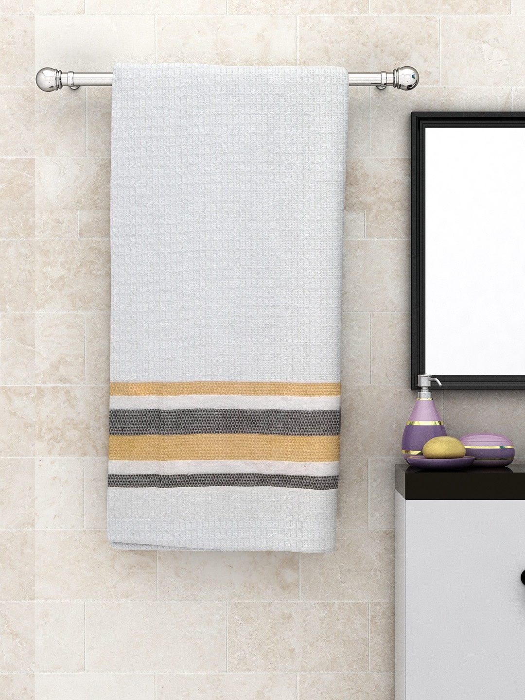 

Athom Trendz Unisex Pack Of 2 210 GSM Premium Bath Towels, White