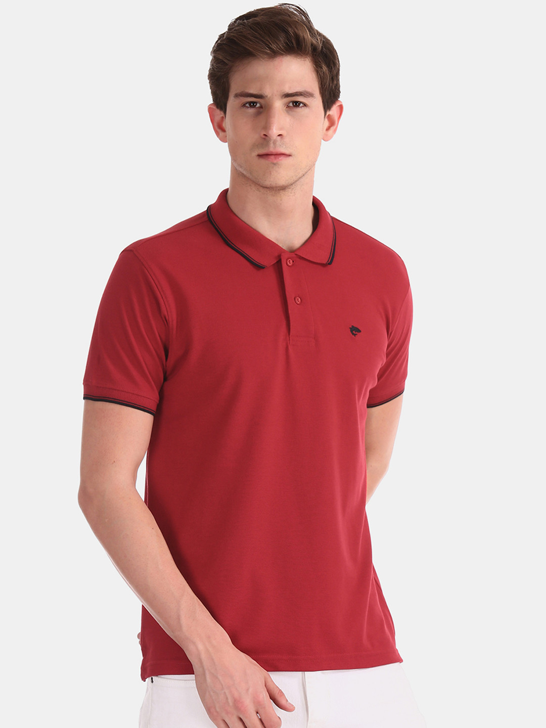 

Ruggers Men Red Solid Polo Collar T-shirt