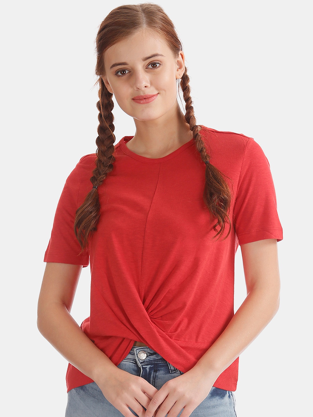 

Flying Machine Women Red Solid Top