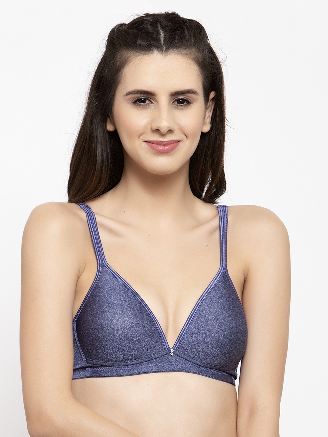 

PrettyCat Navy Blue Solid Non-Wired Lightly Padded T-shirt Bra PC-BR-6006-BLU-32B