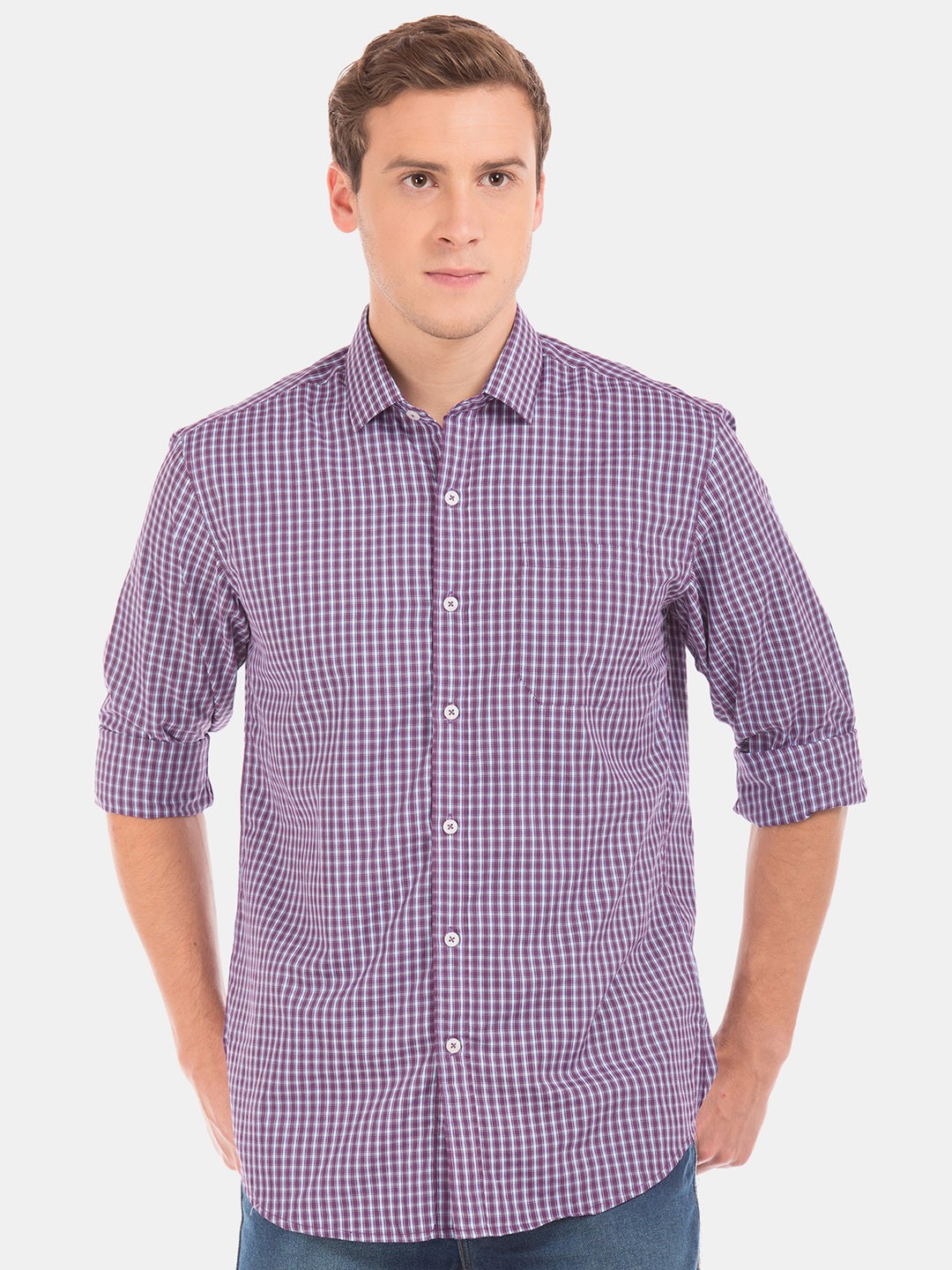 

Excalibur Men Purple Regular Fit Checked Casual Shirt