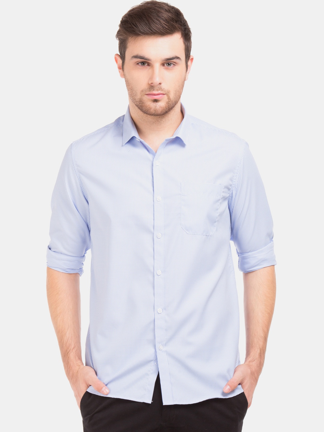 

Excalibur Men Blue & White Regular Fit Checked Casual Shirt