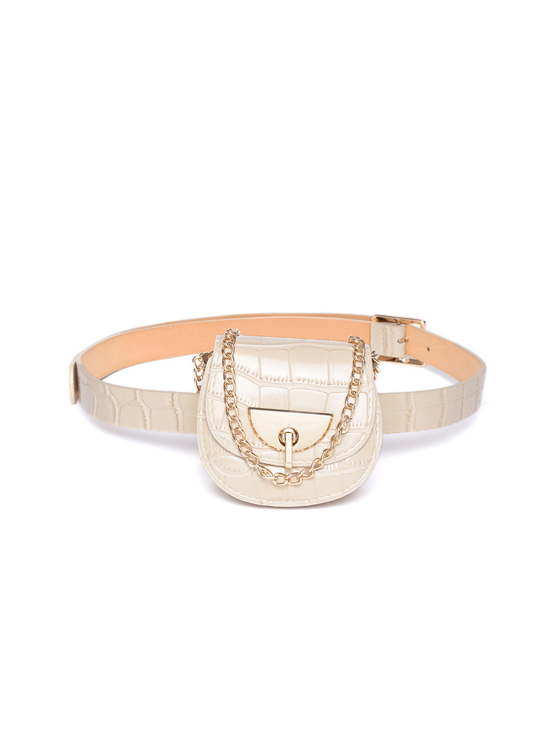 

20Dresses Women Beige Croc-Textured Belt Bag