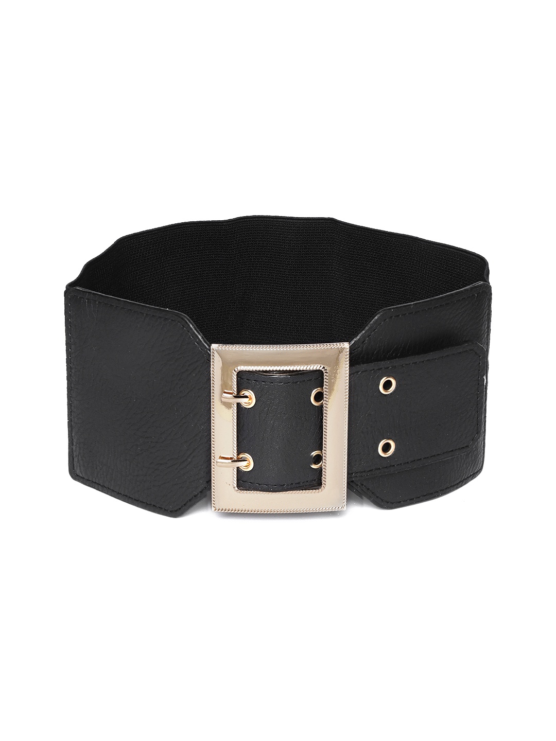 

20Dresses Women Black Textured Wide Stretchable Waist Belt