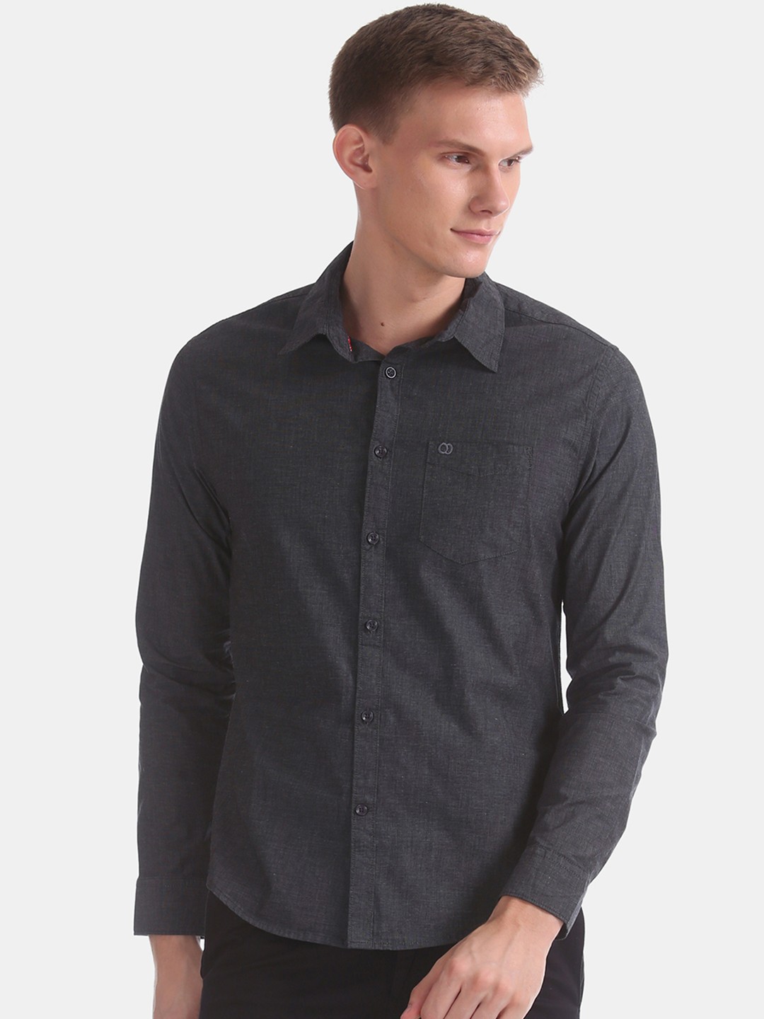 

Ruggers Men Black Slim Fit Solid Casual Shirt
