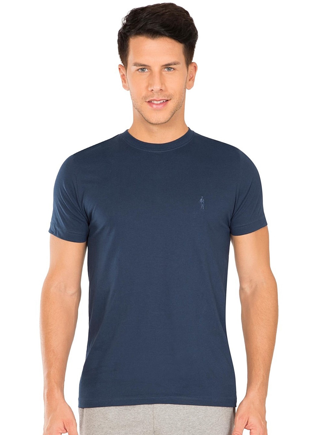 

Jockey Men Pack of 2 Navy Blue Solid Comfort Fit Round Neck Sports T-shirt