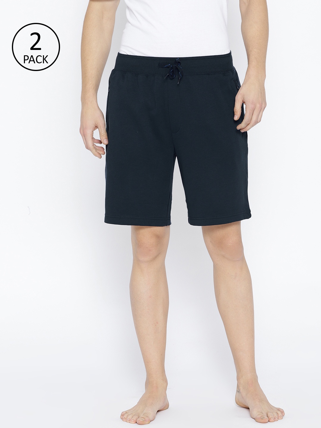 

Jockey Men Pack of 2 Navy Blue Solid Lounge Shorts