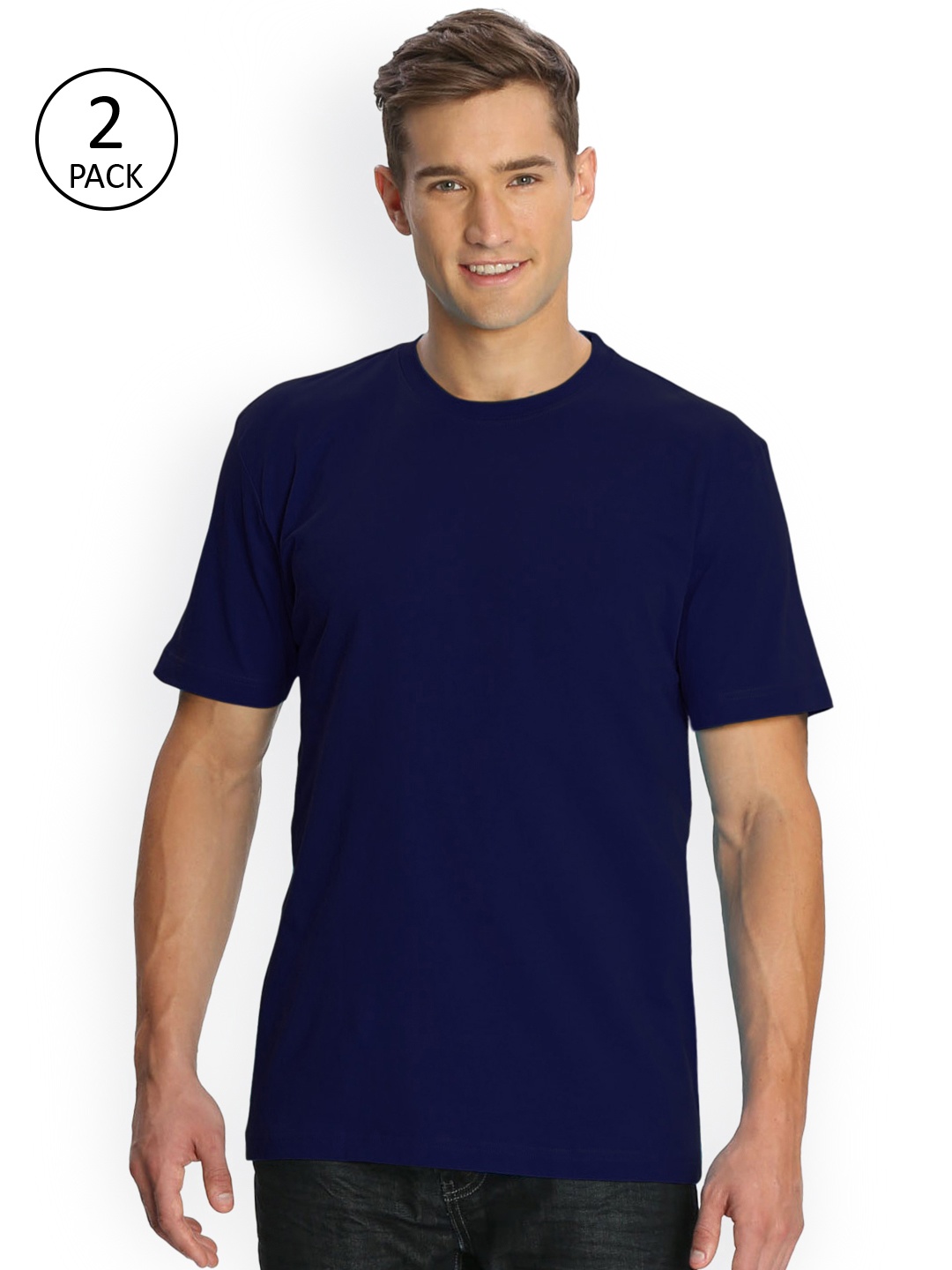 

Jockey Men Pack of 2 Navy Solid Round Neck T-shirt, Navy blue