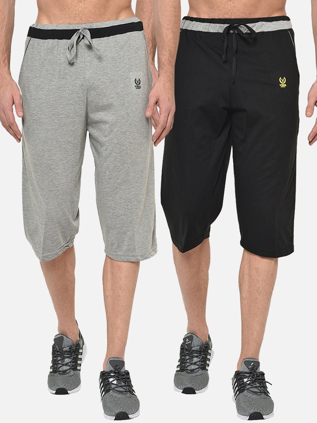

MACK JONNEY Men Pack Of 2 Solid Regular Fit Regular Shorts, Grey