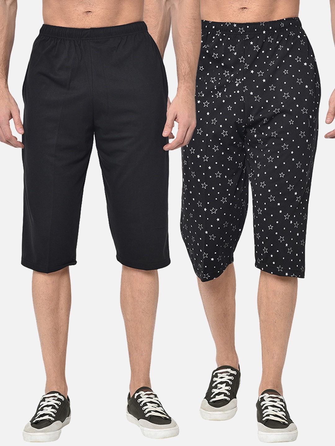 

VIMAL JONNEY Men Pack Of 2 Regular Fit Regular Shorts, Black