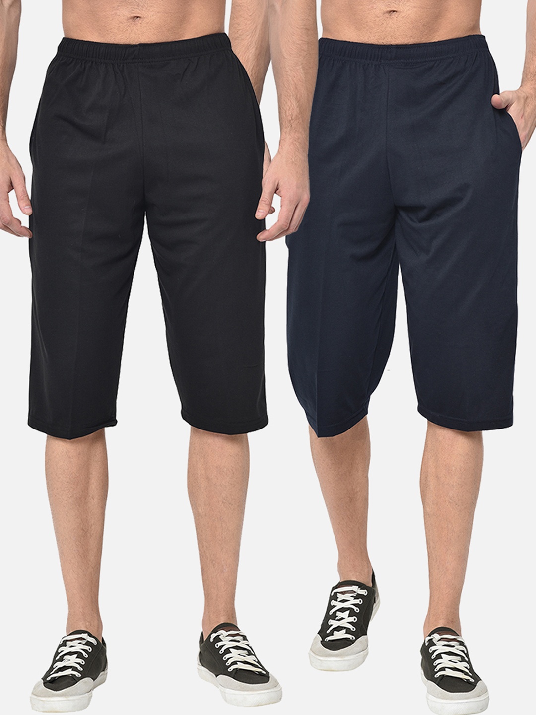 

VIMAL JONNEY Men Black Solid Regular Fit Shorts (Pack of 2)