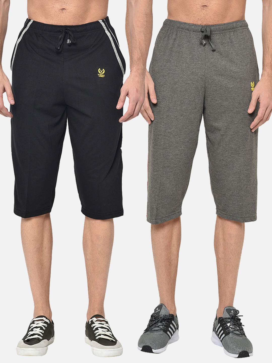 

MACK JONNEY Men Pack of 2 Solid Regular Fit Shorts, Black