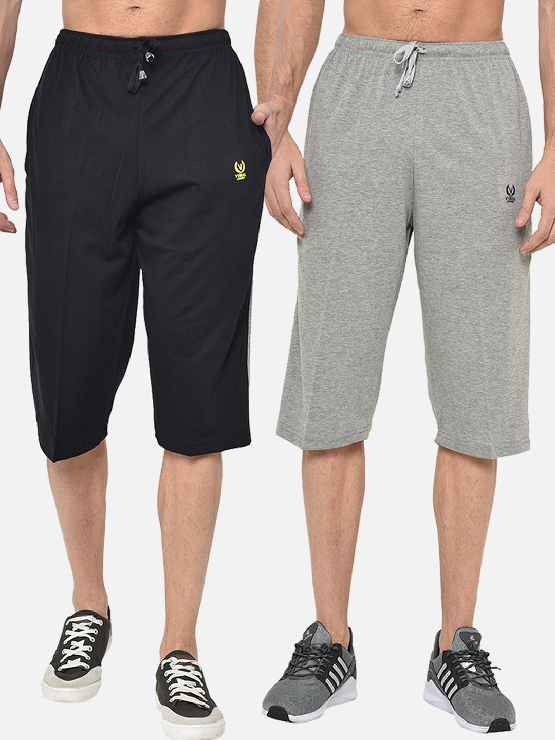 

MACK JONNEY Men Pack Of 2 Solid Regular Fit Regular Shorts, Black