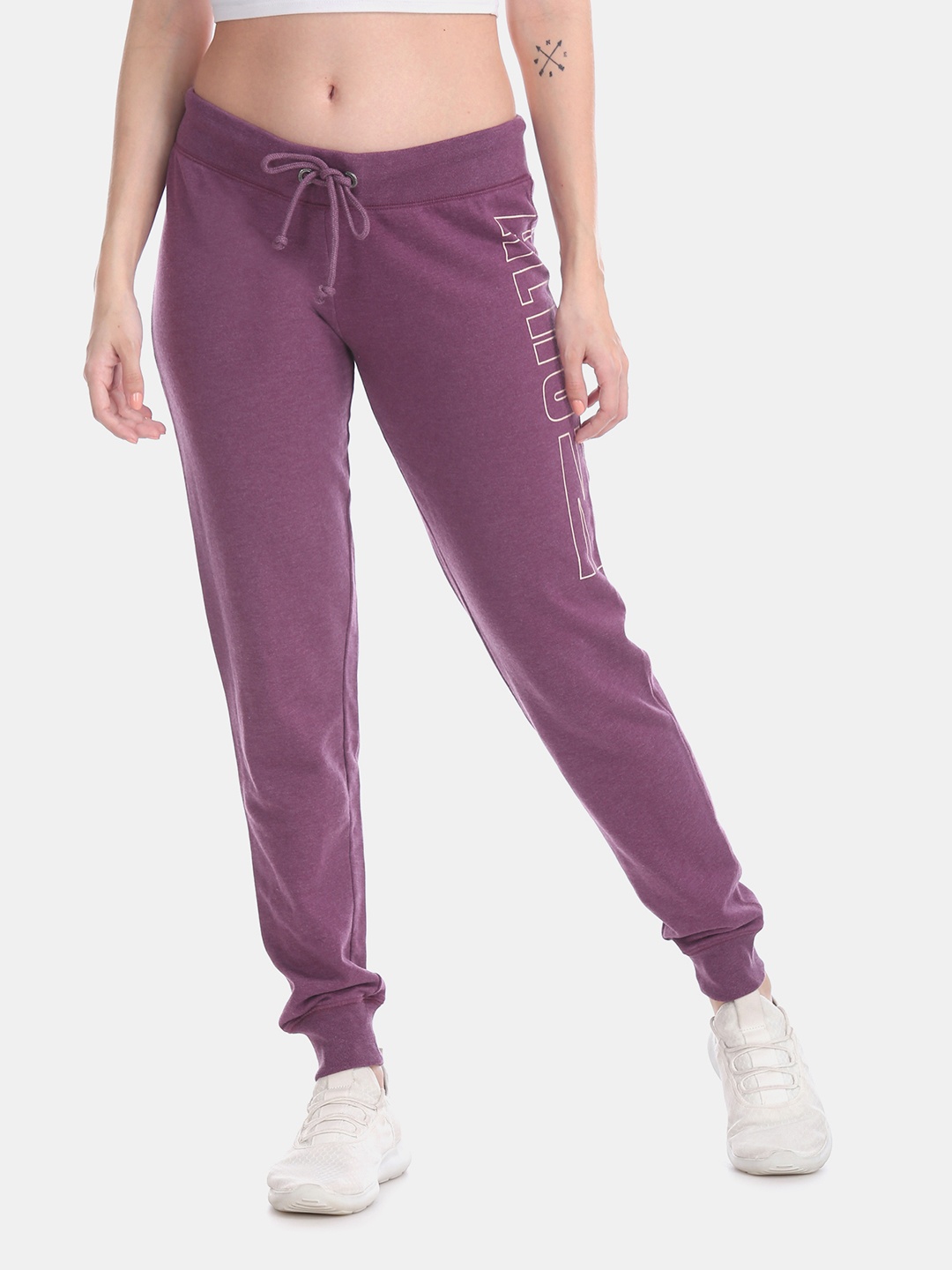 

Aeropostale Women Purple Solid Fleece Joggers