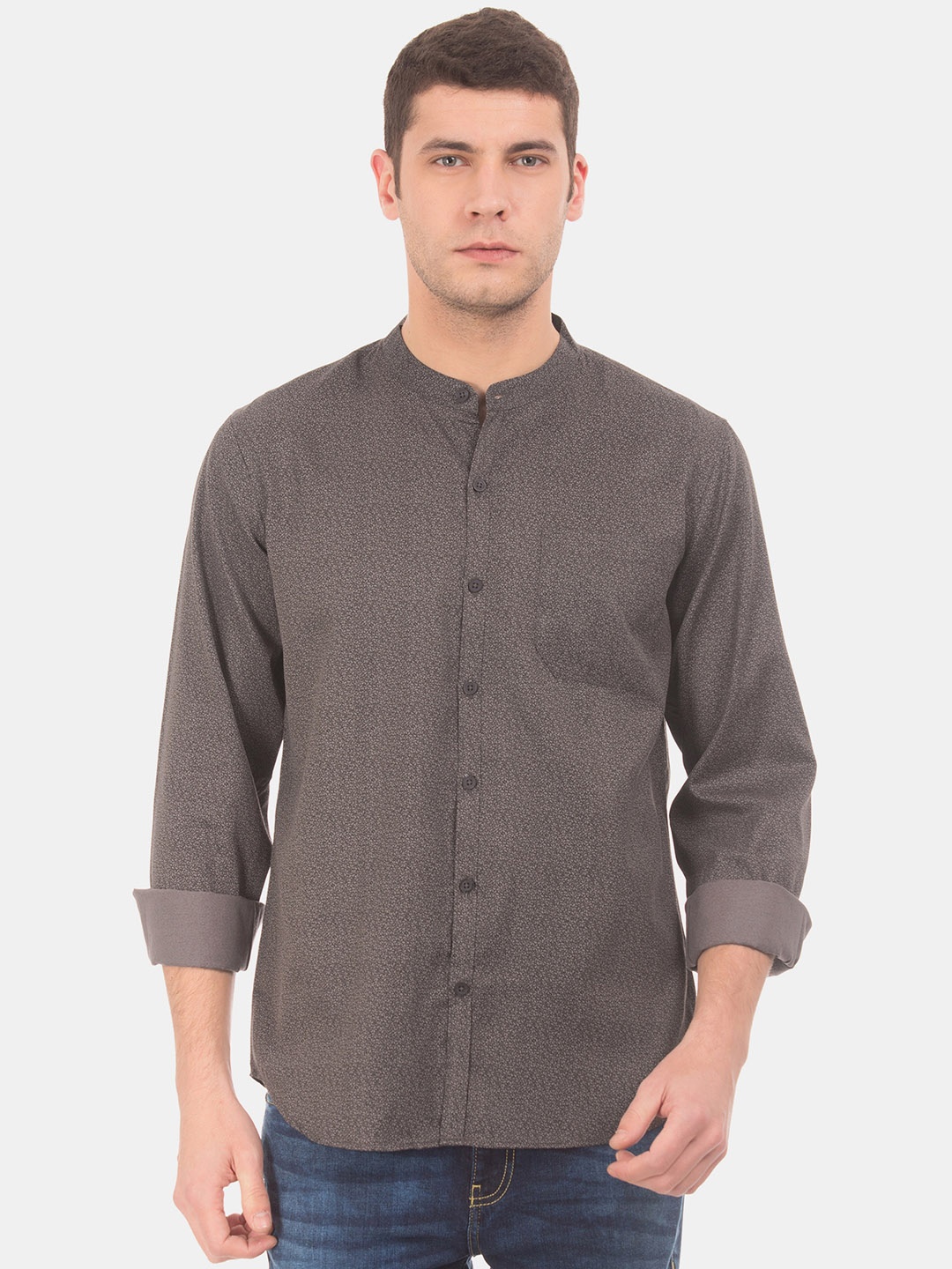 

Excalibur Men Brown Skinny Fit Printed Casual Shirt