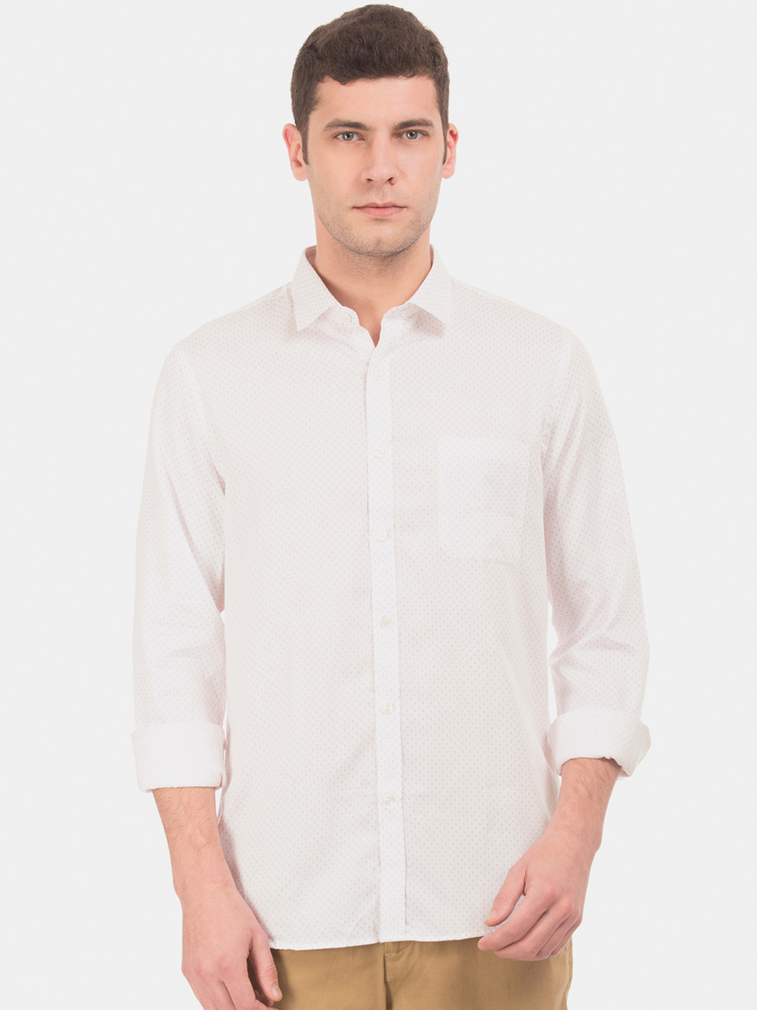 

Excalibur Men White Slim Fit Printed Casual Shirt