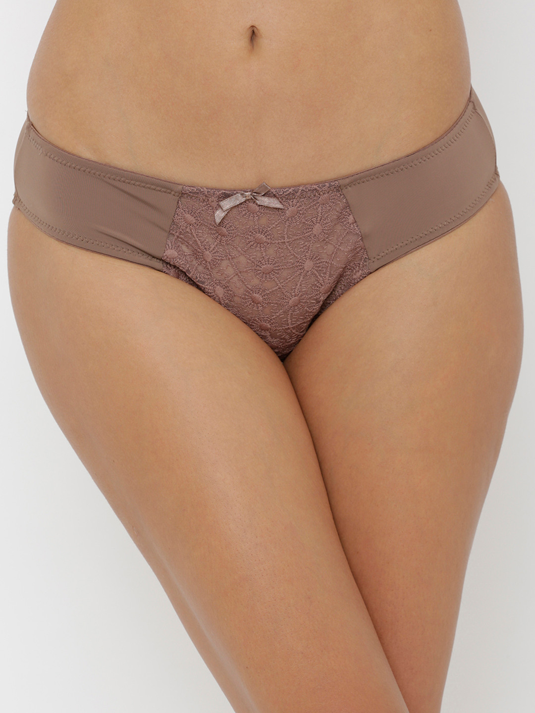 

Candour London Women Brown Solid Bikini Briefs With Lace Embroidered Detail CAN20P101BI