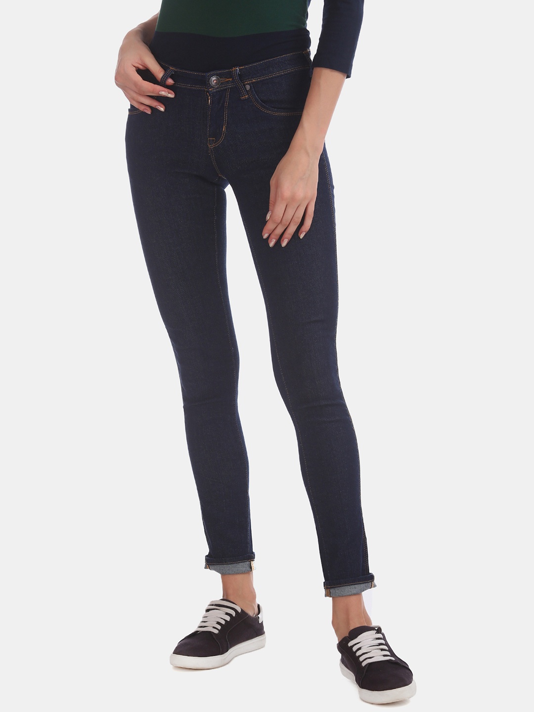 

U.S. Polo Assn. Women Navy Blue Super Skinny Fit Mid-Rise Clean Look Jeans