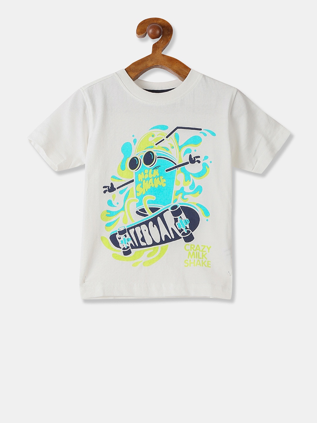 

Cherokee Boys White Printed Round Neck Pure Cotton T-shirt