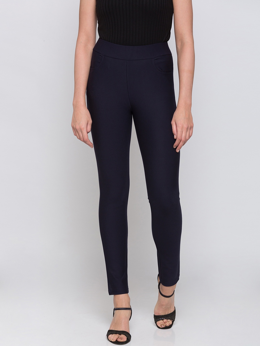 

Globus Women Navy Blue Solid Skinny-Fit Treggings