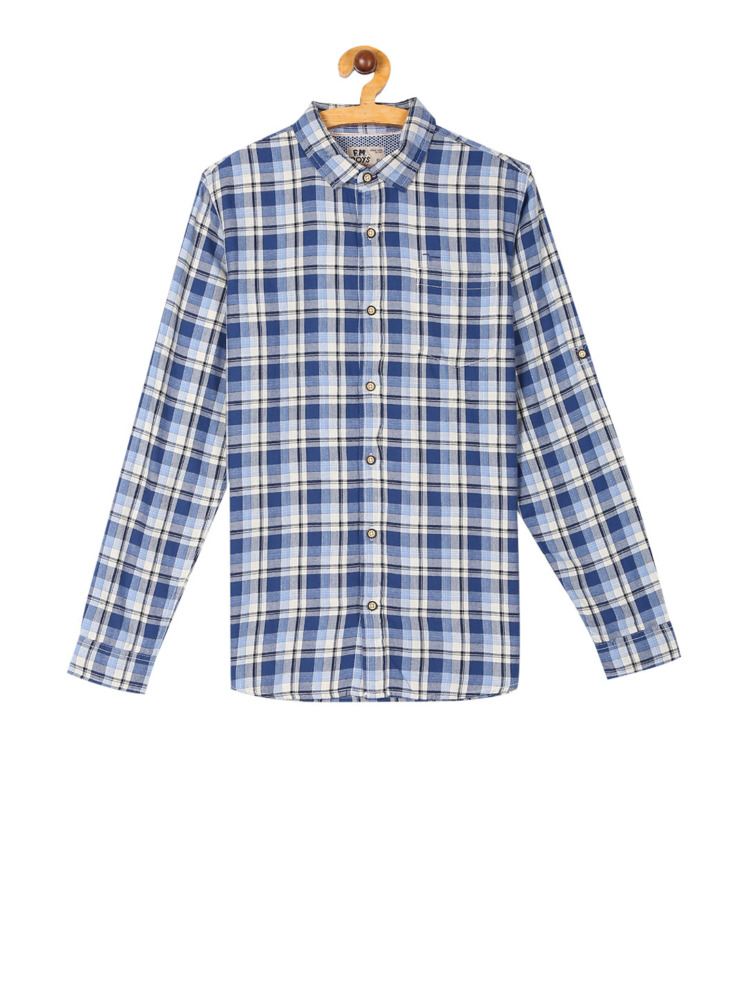 

Flying Machine Boys Blue & White Regular Fit Checked Casual Shirt