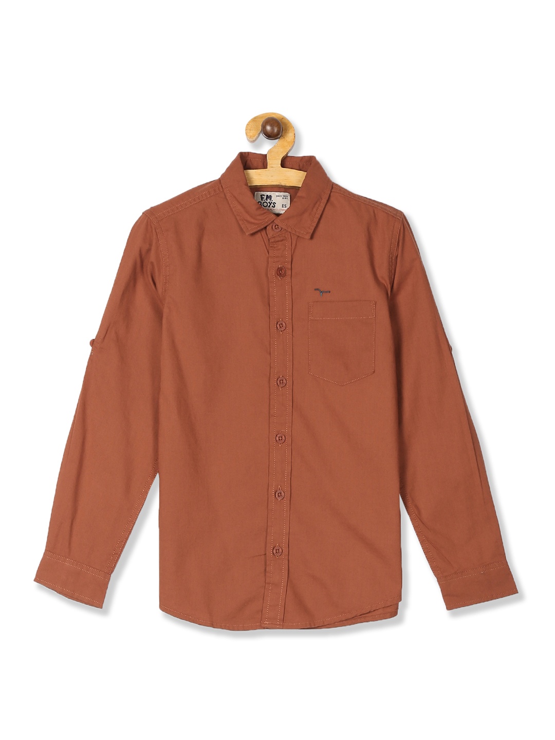 

Flying Machine Boys Rust Brown Regular Fit Solid Casual Shirt